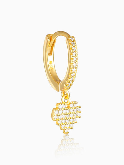 Golden Hanging Heart Hoop Earrings