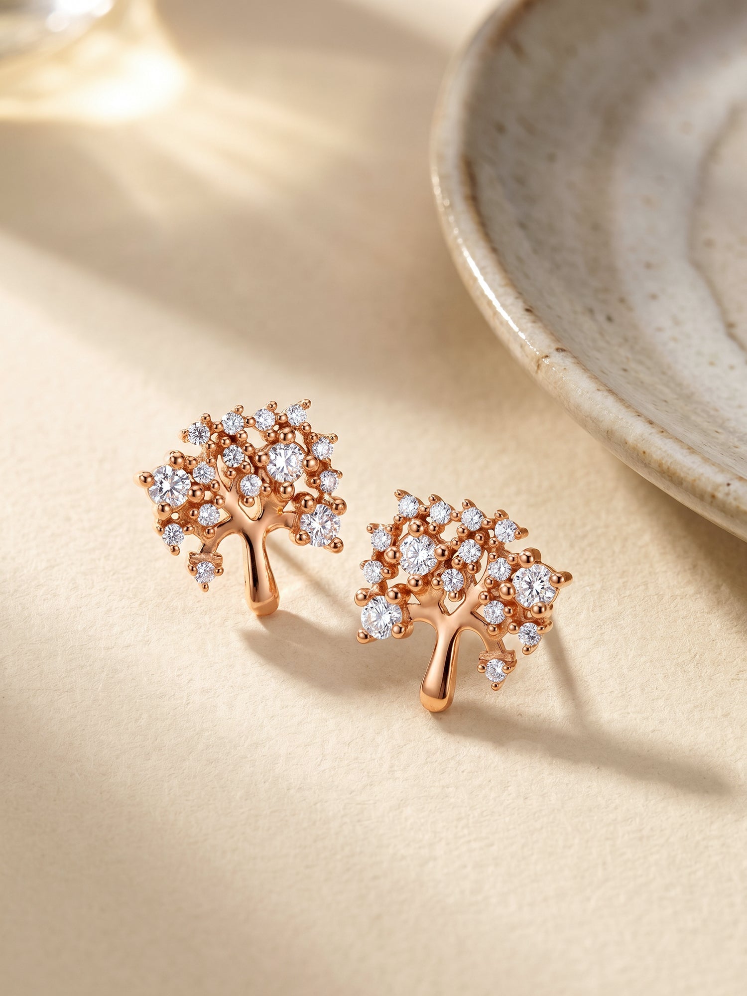 Rose Gold Tree of life Earrings