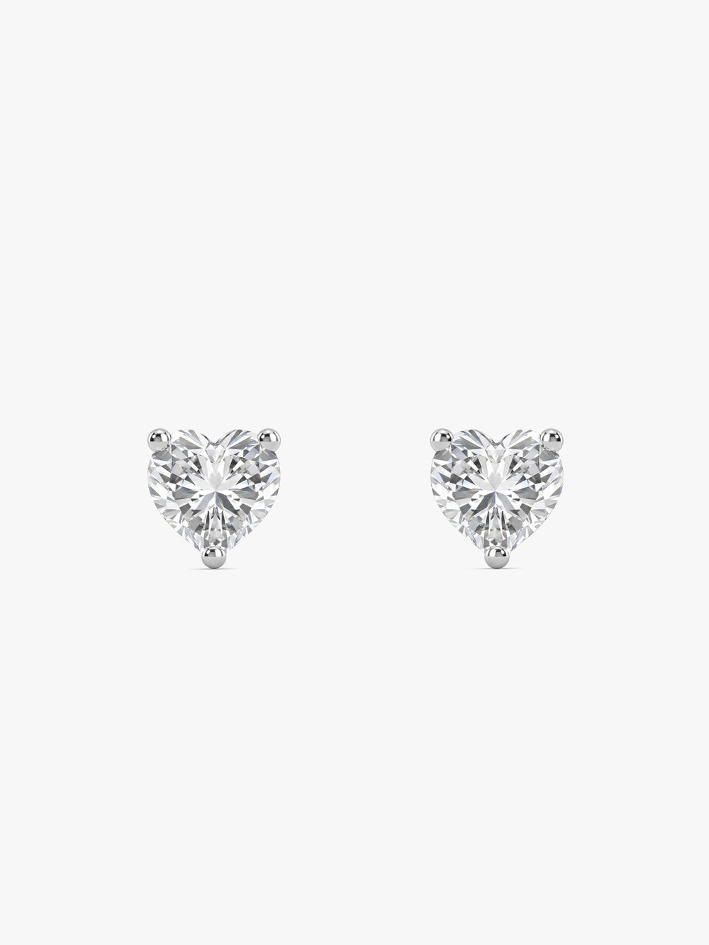 Silver Solitaire Heart Studs