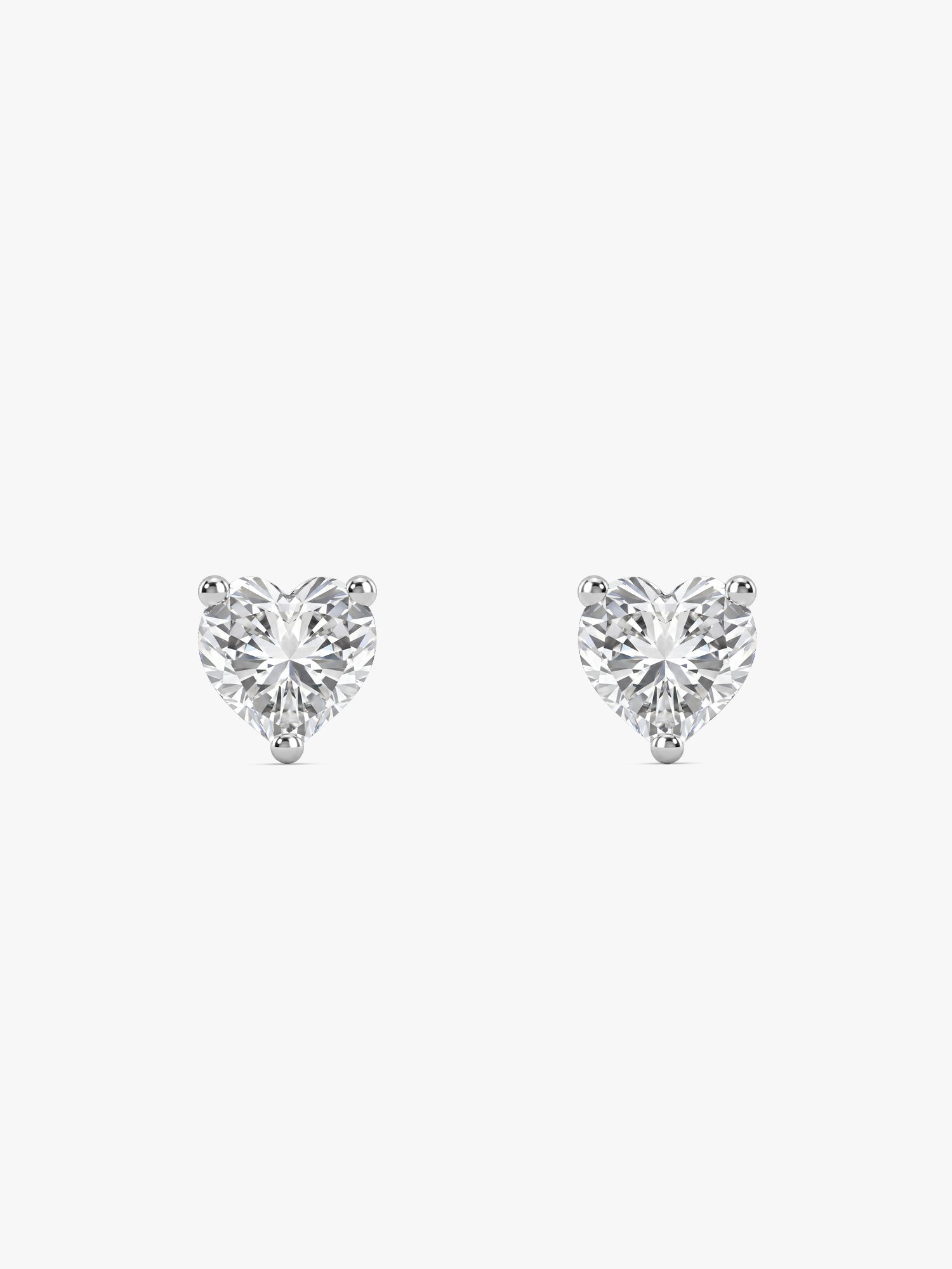 Silver Solitaire Heart Studs
