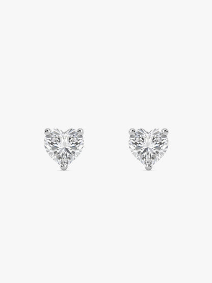 Silver Solitaire Heart Studs
