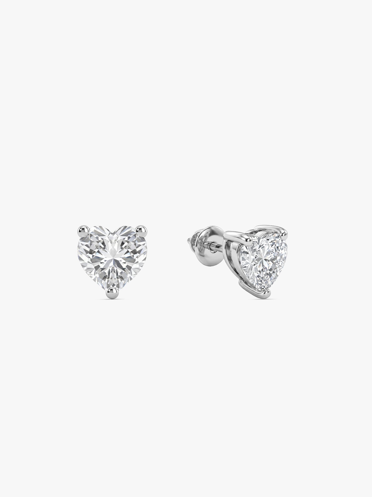 Silver Solitaire Heart Studs