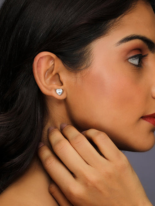 Silver Shape of Heart Earrings