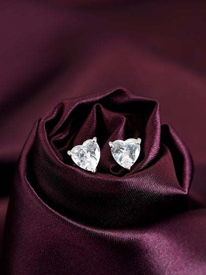 Silver Shape of Heart Earrings