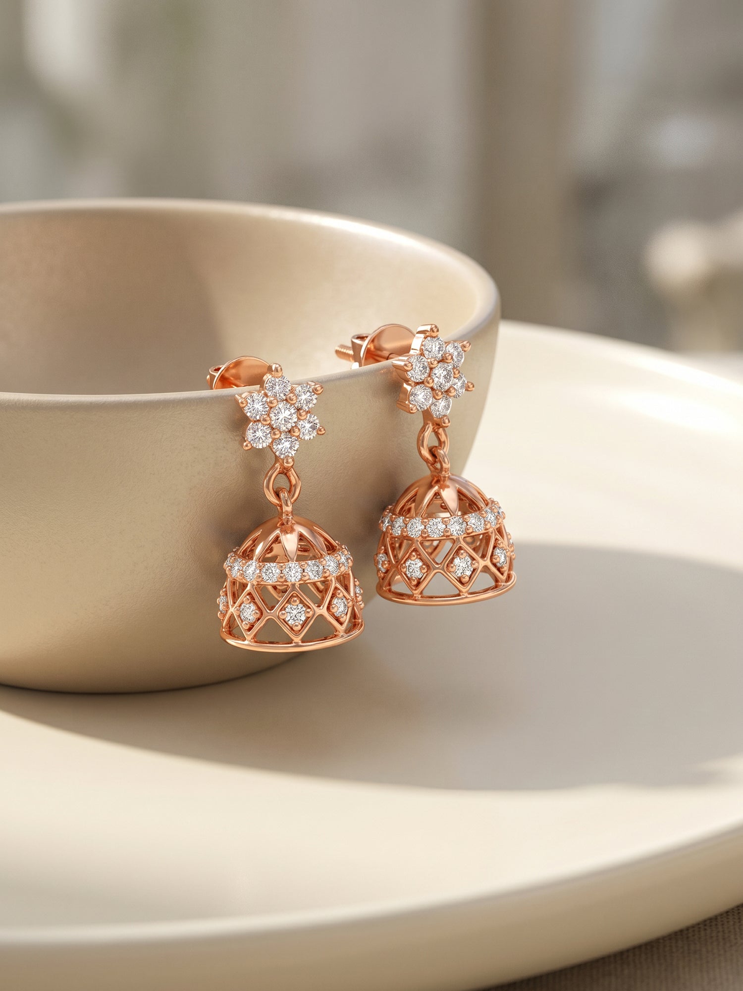 Rose Gold Zircon Jhumki