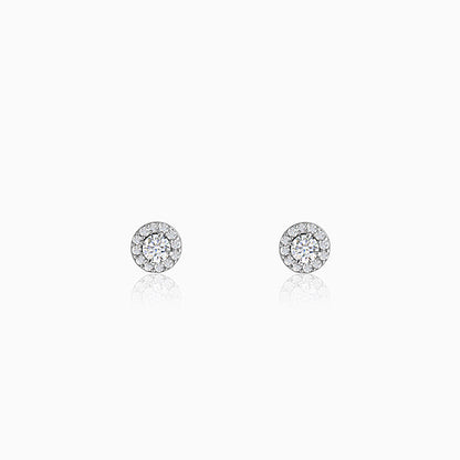 Silver Zircon Studded Elegant Stud Earrings