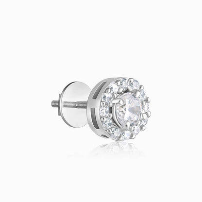 Silver Zircon Studded Elegant Stud Earrings