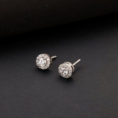 Silver Zircon Studded Elegant Stud Earrings