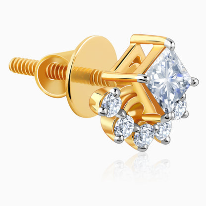 Gold Regal Solitaire Diamond Earrings