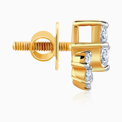 Gold Regal Solitaire Diamond Earrings