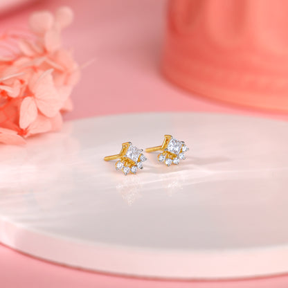 Gold Regal Solitaire Diamond Earrings