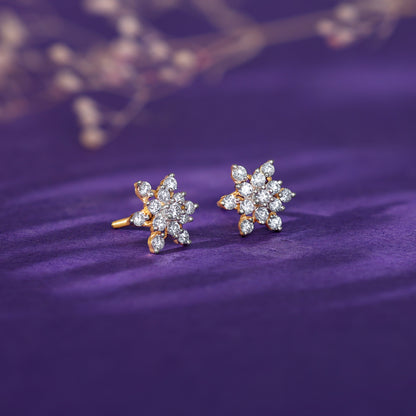 Gold Empress Solitaire Diamond Earrings