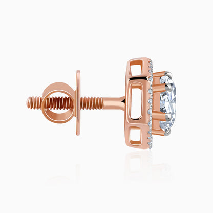 Rose Gold Lovable Solitaire Diamond Earrings