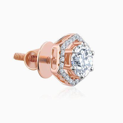 Rose Gold Lovable Solitaire Diamond Earrings