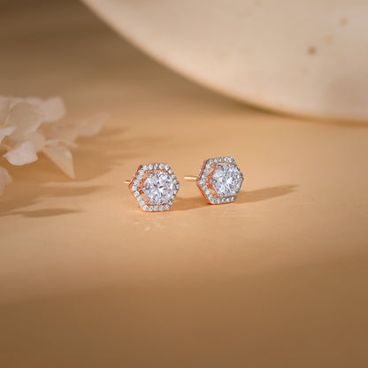 Rose Gold Lovable Solitaire Diamond Earrings
