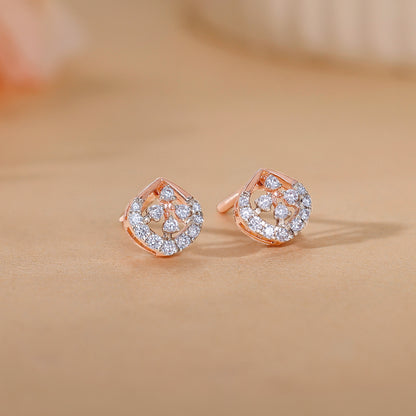 Rose Gold Dazzle Duo Lab Grown Diamond Earrings