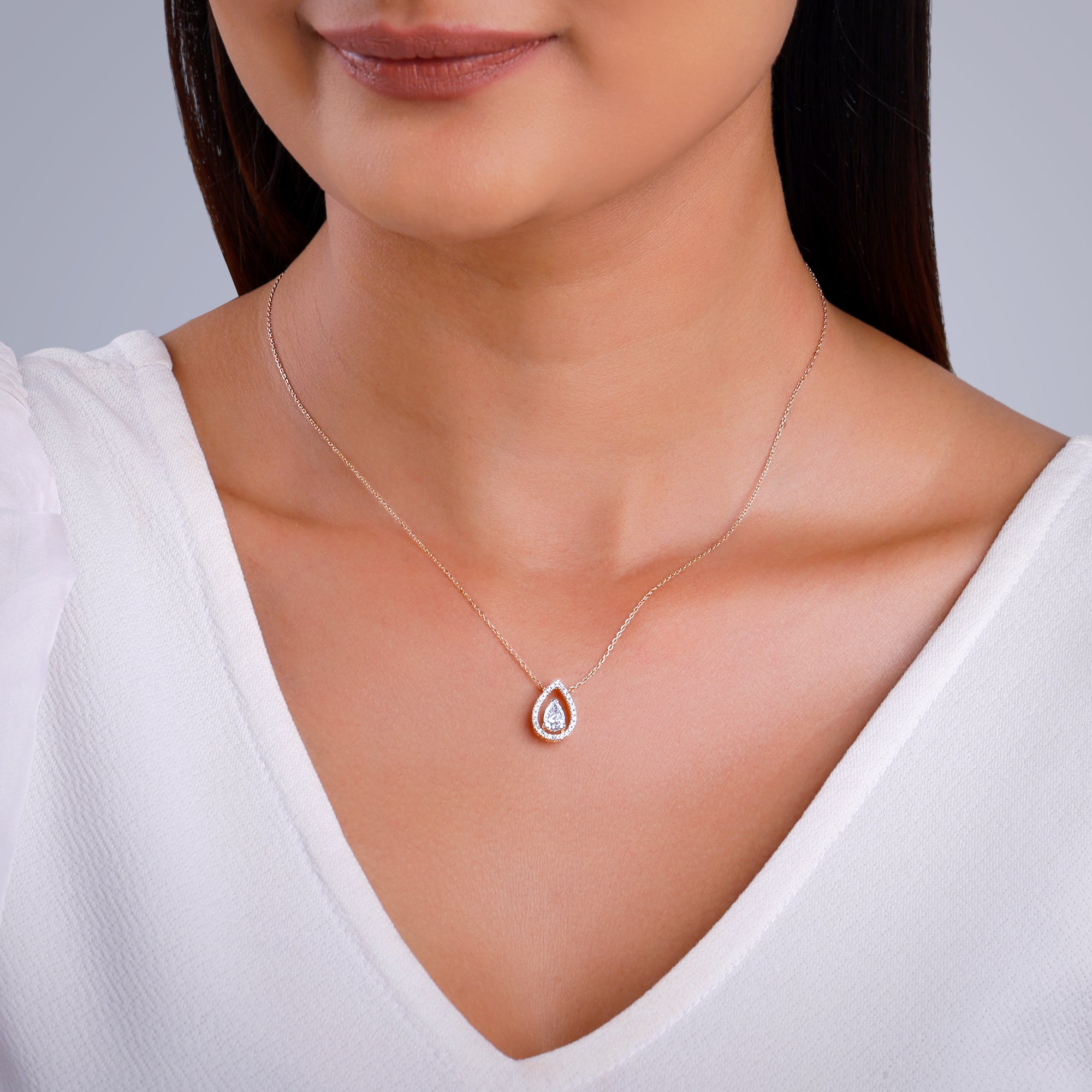 Rose Gold Magical Dewdrop Lab Grown Diamond Necklace - view 3