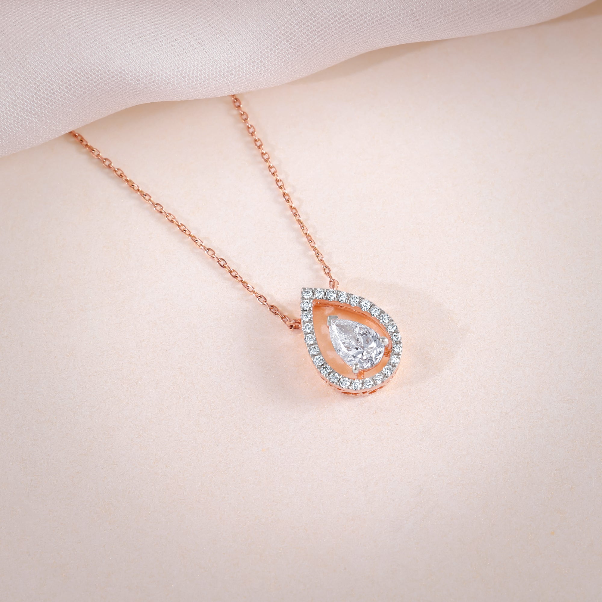 Rose Gold Magical Dewdrop Lab Grown Diamond Necklace - view 2