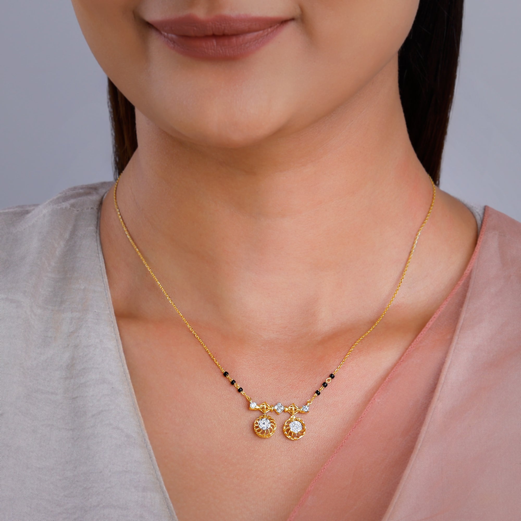 Gold Savitri Lab Grown Diamond Mangalsutra - view 3