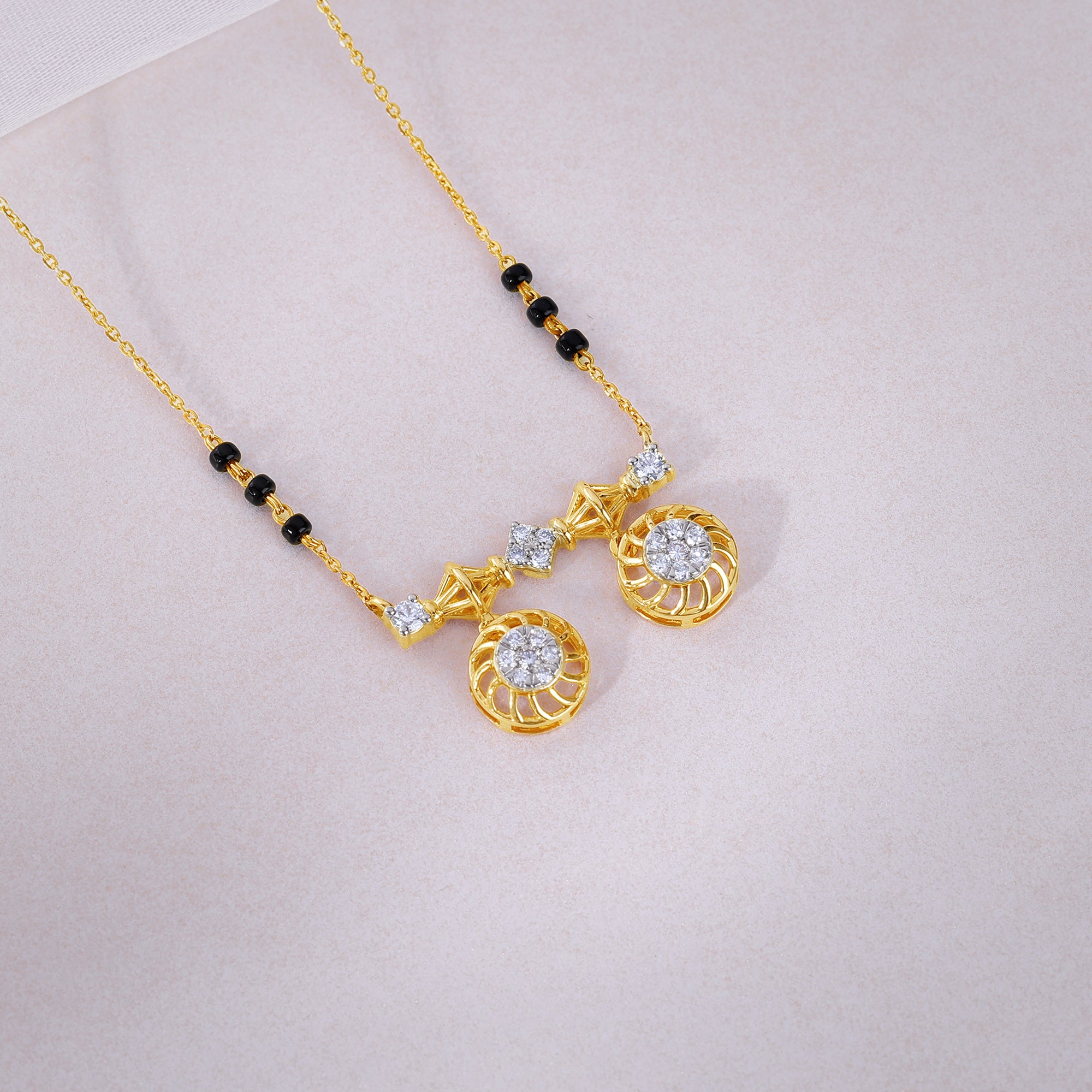 Gold Savitri Lab Grown Diamond Mangalsutra - view 2