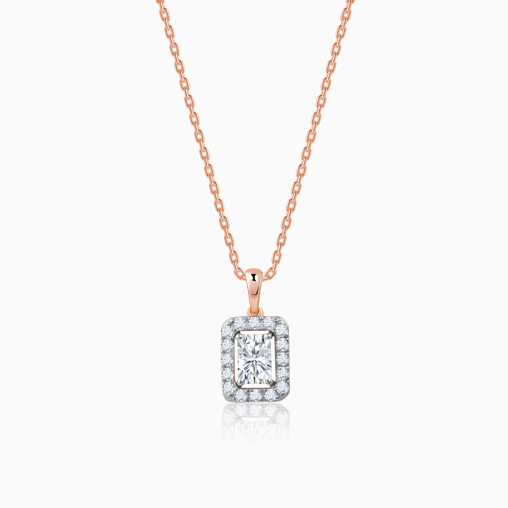 Rose Gold Sparkling Cuboid Diamond Pendant - Image 1