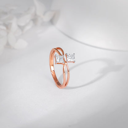 Rose Gold Dyad Solitaire Diamond Ring