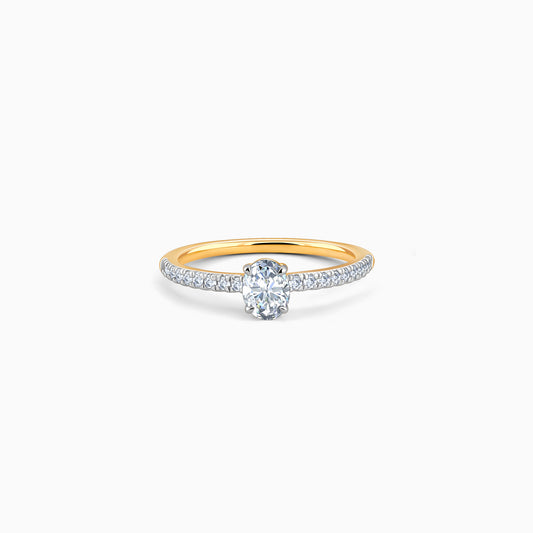 Gold Ovate Solitaire Diamond Ring