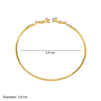 Gold Curved Elegance Lab Grown Diamond Bangle
