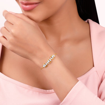 Gold Hexagon Glam Lab Grown Diamond Bracelet