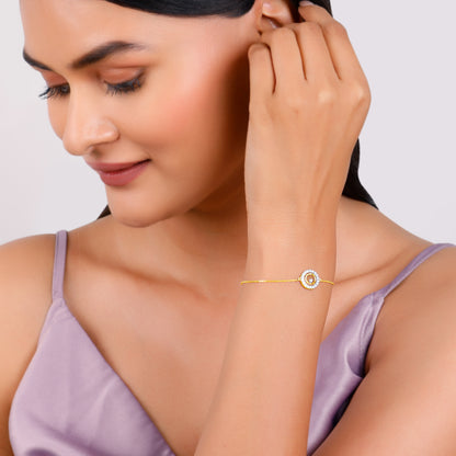 Gold Celeste Halo Lab Grown Diamond Bracelet