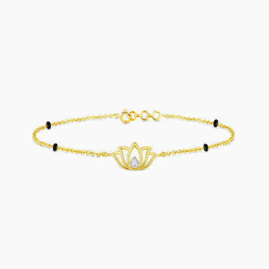 Gold Lotus Elegance Solitaire Diamond Bracelet