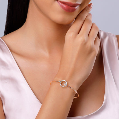 Rose Gold Orbit of Love Lab Grown Diamond Bangle Bracelet