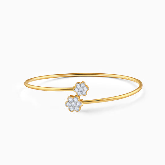 Gold Twinbloom Lab Grown Diamond Bangle Bracelet