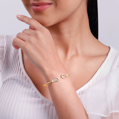 Gold Orvella Lab Grown Diamond Cuff Bracelet