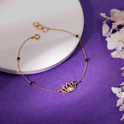 Gold Lotus Diamond Bracelet
