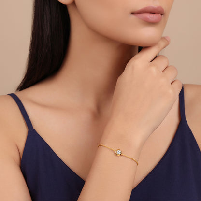 Gold Shinny Circle Lab Grown Diamond Bracelet