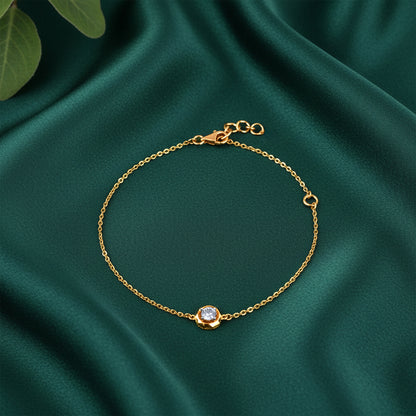 Gold Shinny Circle Lab Grown Diamond Bracelet