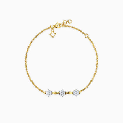 Gold Love Floral Lab Grown Diamond Bracelet