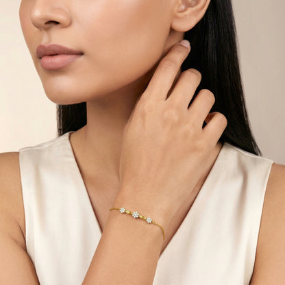 Gold Love Floral Lab Grown Diamond Bracelet
