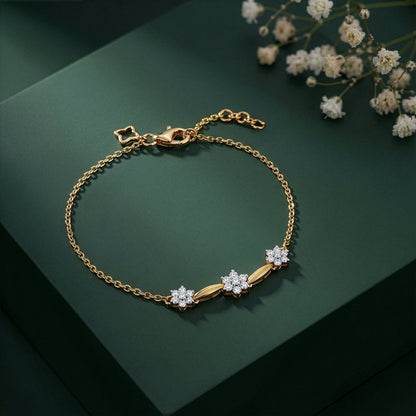 Gold Love Floral Lab Grown Diamond Bracelet