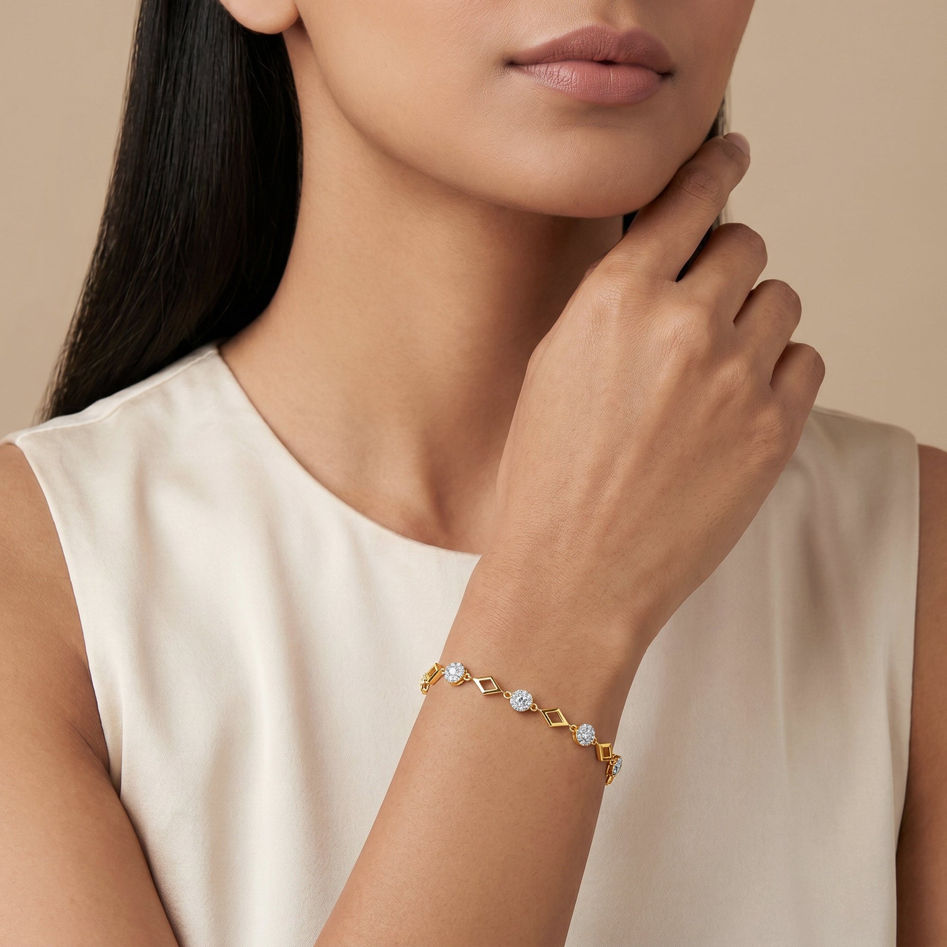 Gold Starlight Mosaic Lab Grown Diamond Bracelet