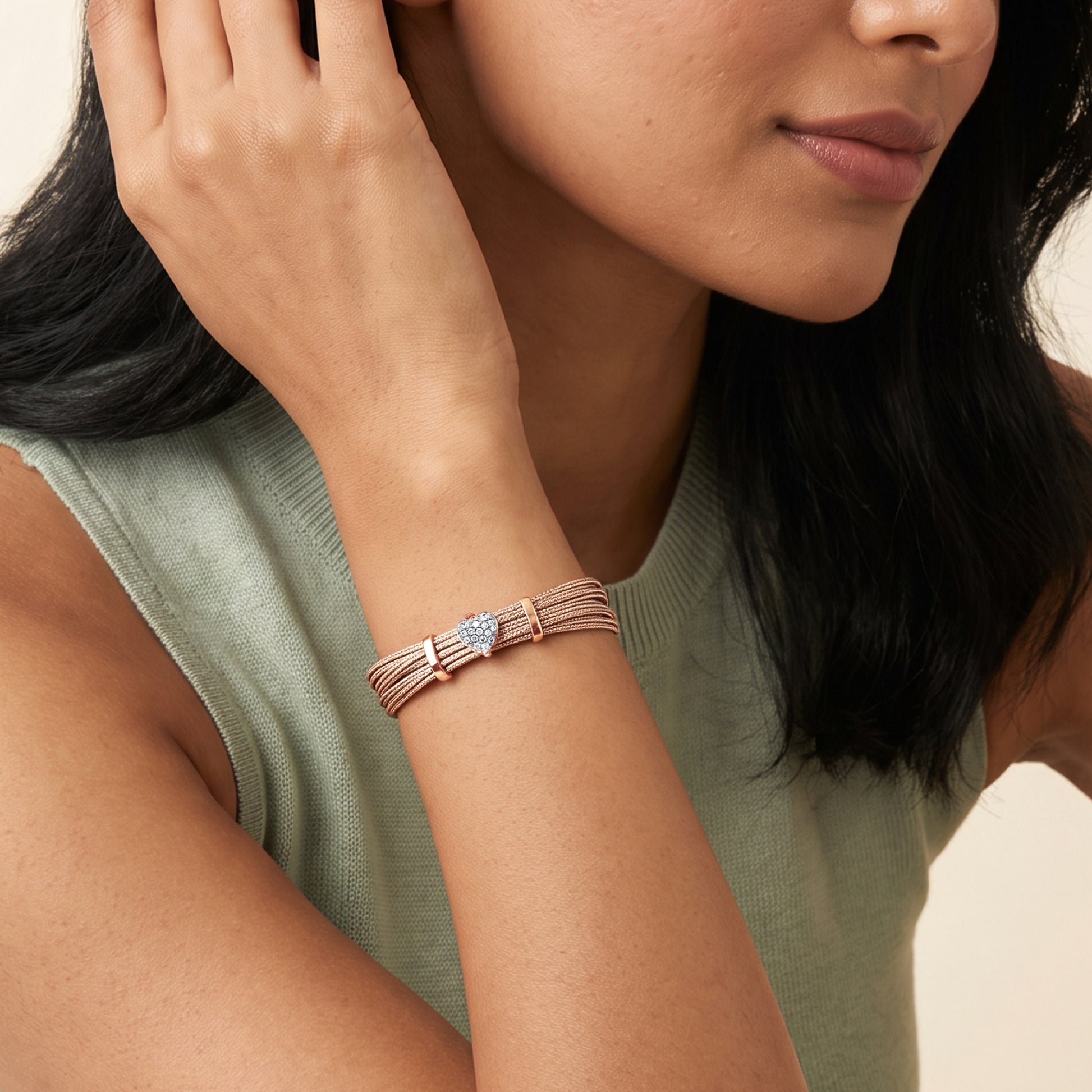 Rose Gold Heartbeat Lab Grown Diamond Bracelet
