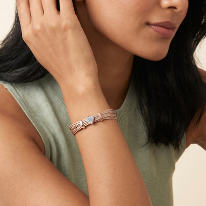 Rose Gold Heartbeat Lab Grown Diamond Bracelet