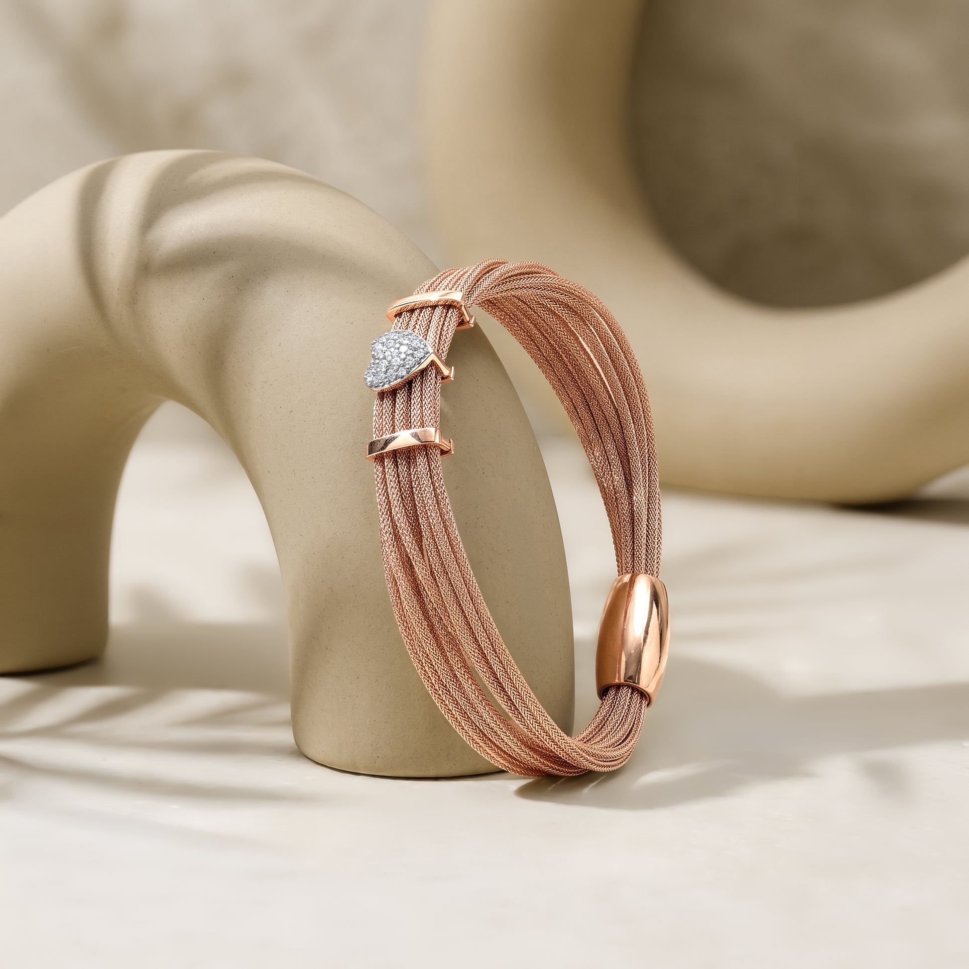 Rose Gold Heartbeat Lab Grown Diamond Bracelet