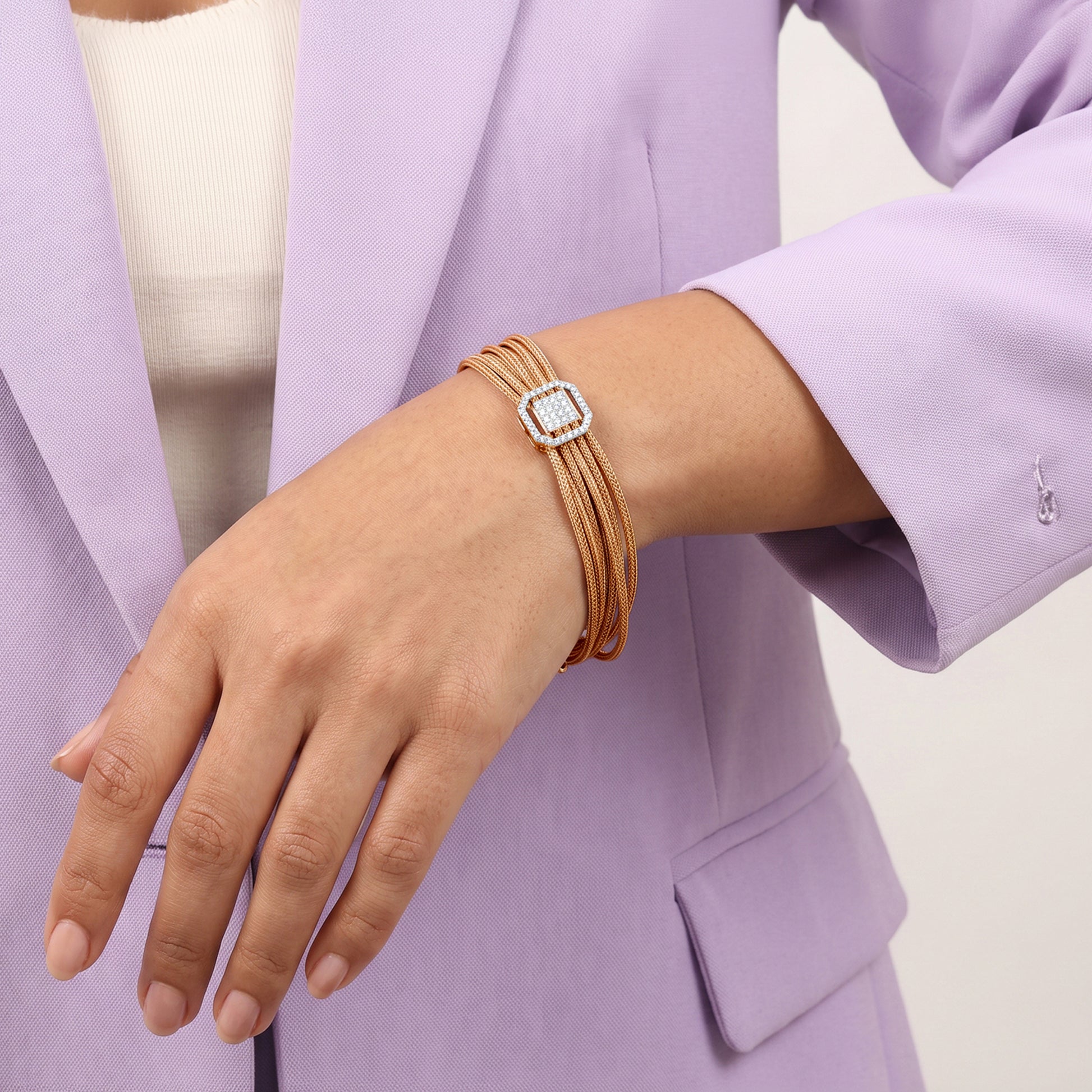 Gold Square Shine Lab Grown Diamond Bracelet