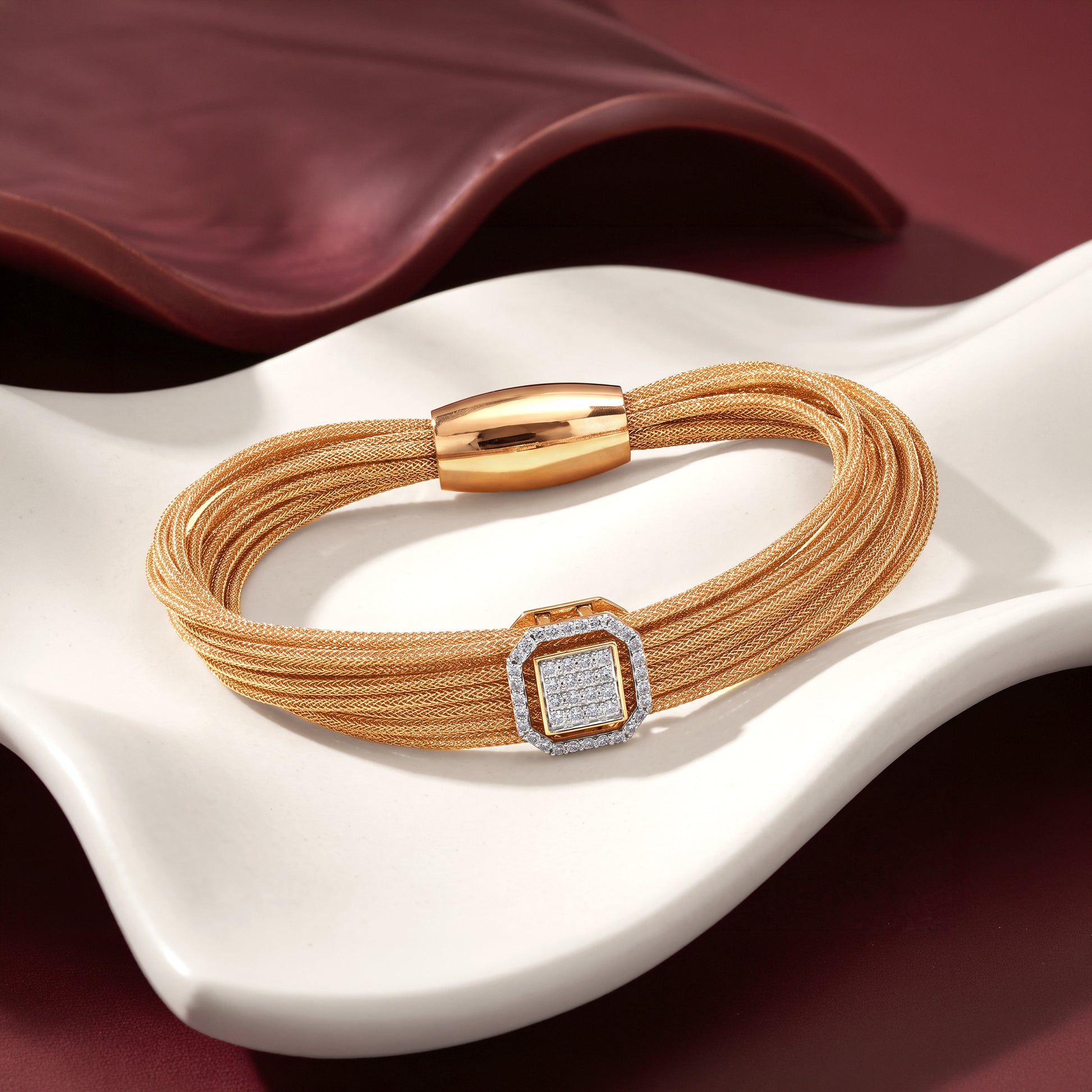 Gold Square Shine Lab Grown Diamond Bracelet