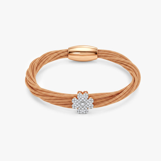 Rose Gold Clover Mesh Lab Grown Diamond Bracelet