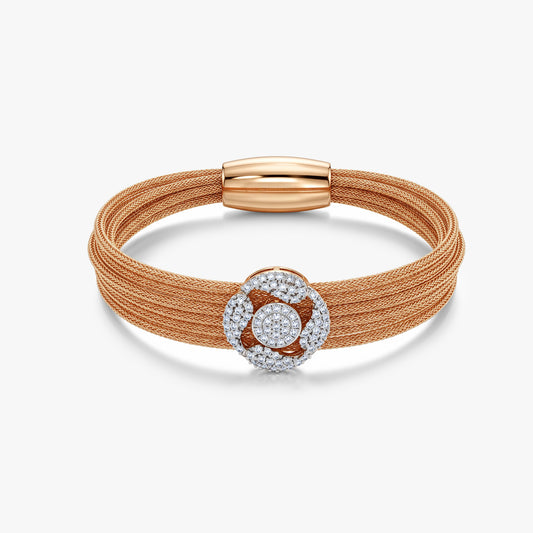 Rose Gold Vortex Mesh Lab Grown Diamond Bracelet