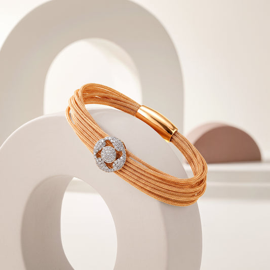 Rose Gold Vortex Mesh Lab Grown Diamond Bracelet