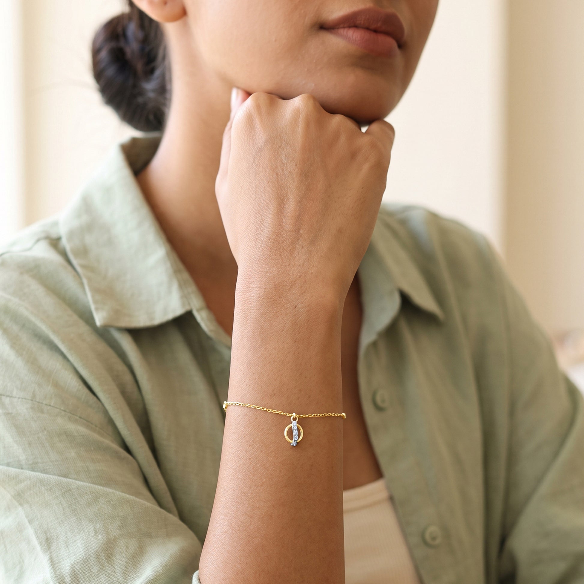 Gold Halo Shine Lab Grown Diamond Bracelet